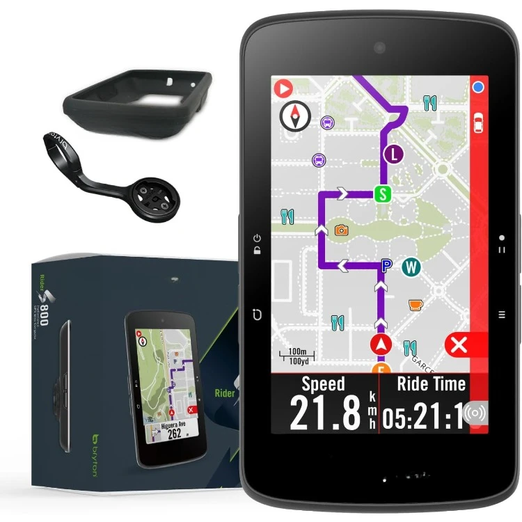 

Rider S800 3.4 Inch Color LCD Touchscreen GPS Bike/Cycling Computer Offline USA Map, Compatible with Bike Radar,