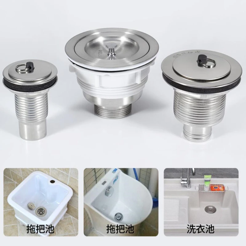 Kitchen Stainless Steel Sink Drain Filter Single Tank Drain Pipe Deodorant Wash Basin Sewer Drainer for Bathroom Kitchen Parts