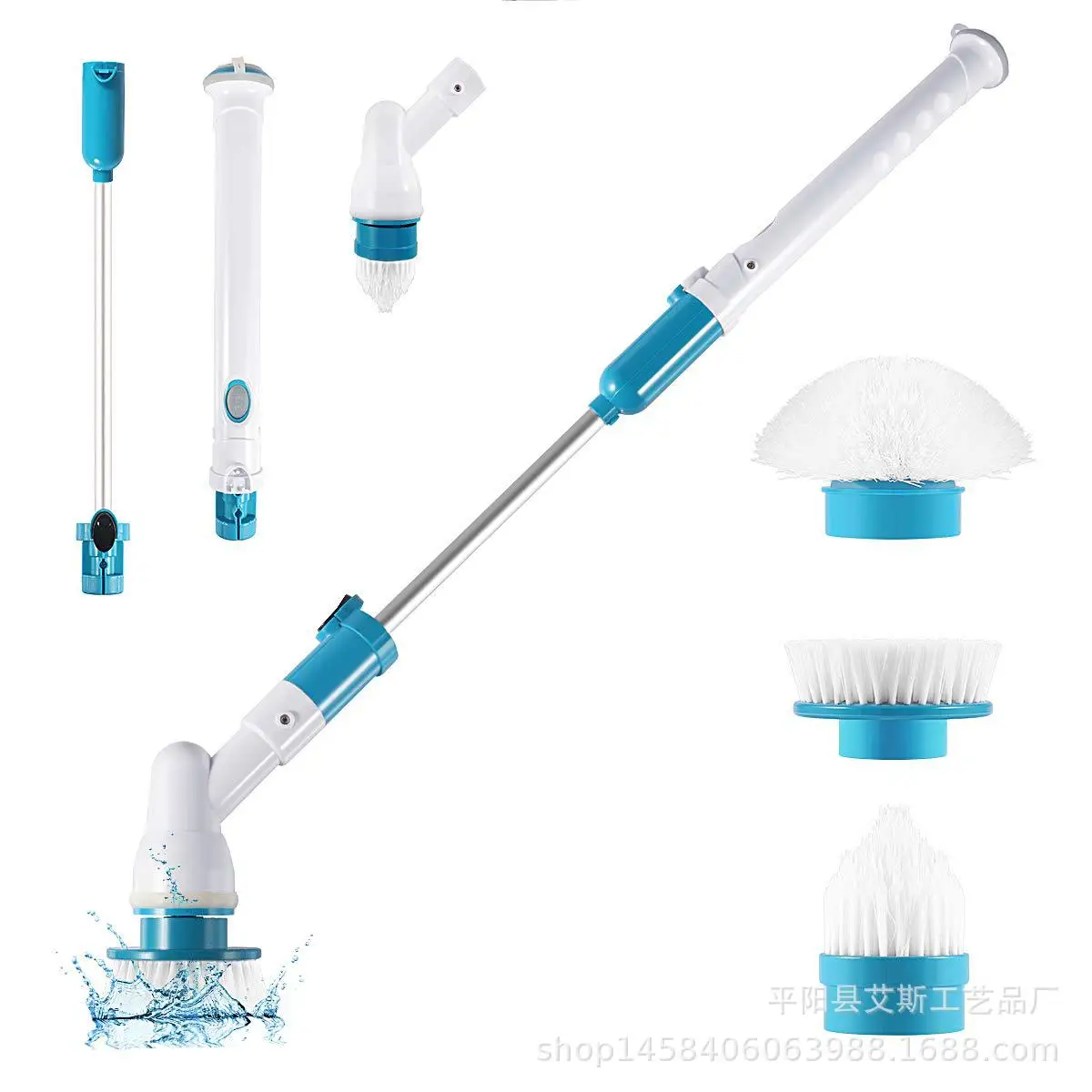 New turbo scrub rechargeable electric cleaning brush with long handle automatic rotary telescopic waterproof cleaning brush TV