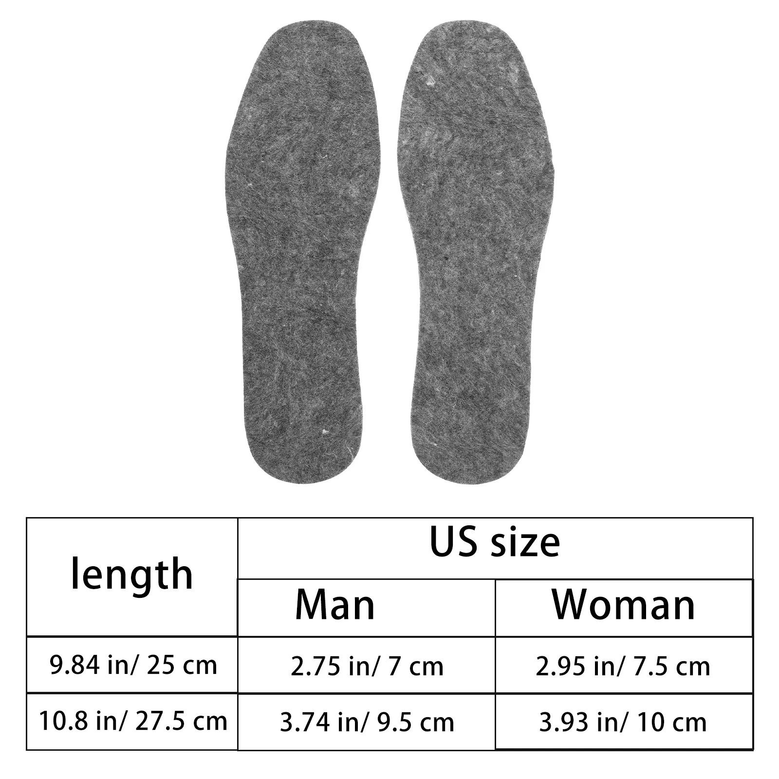 1 Uds. 1 par de plantillas de fieltro de lana suave insertos de zapatos de invierno cortables para hombres y mujeres plantillas térmicas insertos de botas absorbentes de sudor