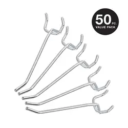50PCS Stainless Steel Pegboard Three-legged Hooks Universal Fit Hole Board Hook For Storage And Organizing A Wide Range Of Tool