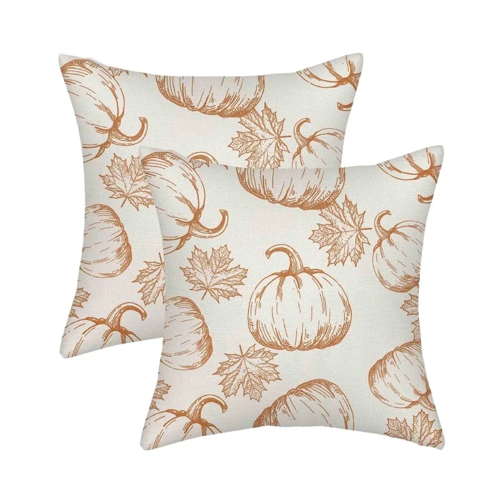 Autumn Home Accent Pumpkin Pillow Cover Charming Visual Appeal Unique Pattern Print Unique Autumn Pillow Cover