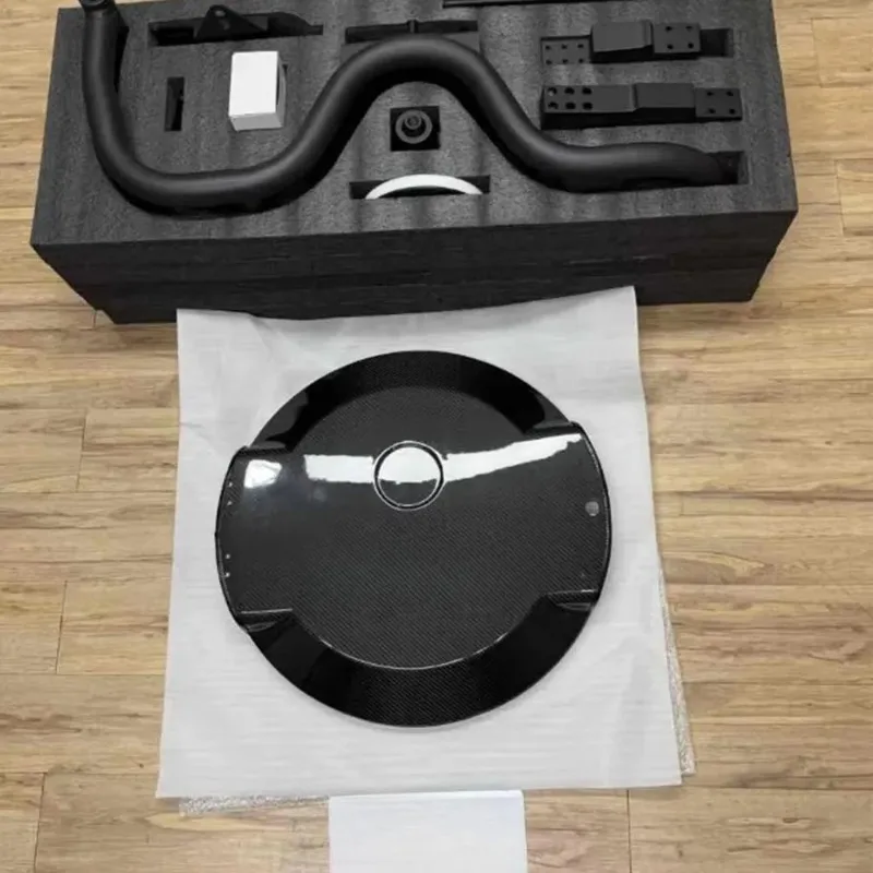 G Class W464 W463A 4x4 Full Set Dry Carbon Fiber White Spare Tire Carrier with Screw Installation 2019- 20' Tire Cover view 3