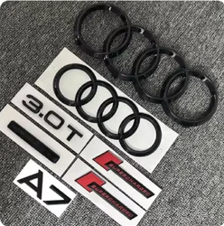 AUDI A7 2012-2018 4Ring logo ABS Black Car Hood Front Grill Rear Trunk Sticker A7 Sticker Quarrto  3.0T  supercharged Emblem