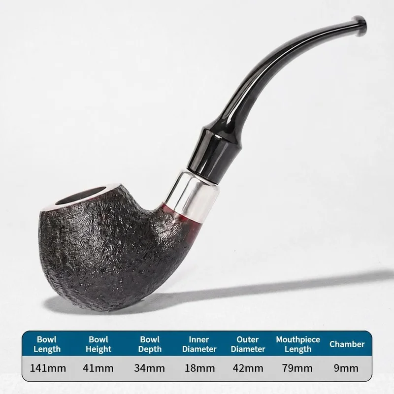 Handmade Briar Wood Tobacco Pipe Sandblasted 9mm Filter Mouthpiece Multiple Styles Apple Billiard Bent Smoking Pipe for Men