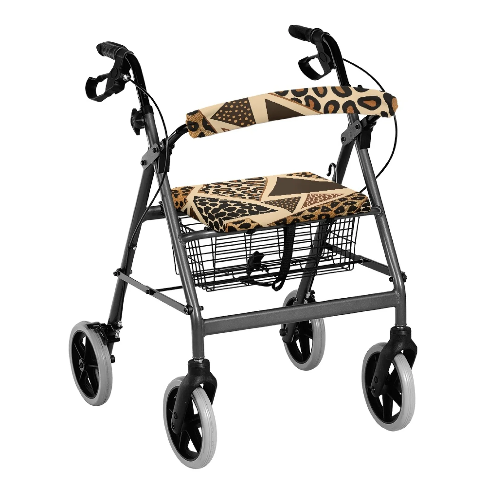 Coloranimal Leopard Triangle 2 Pcs Rollator Seat Back Covers, Waterproof Polyester Covers for Elderly Adults Travel Outdoors