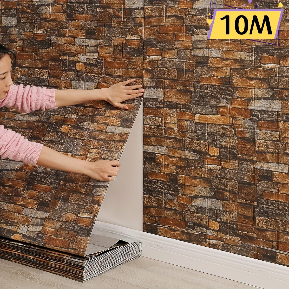 10m Retro 3D Wall Sticker Imitation Brick Plane Furniture Stickers Self-Wallpaper for Wall Living Room Kitchen Papel De Parede