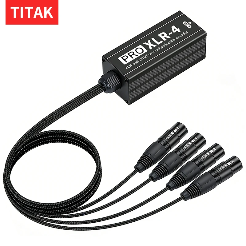 PRO XLR-4 4XLR Female RJ45 Extender Lightweight 4CH Audio DMX Cable for Portable Mobile Audio Solutions