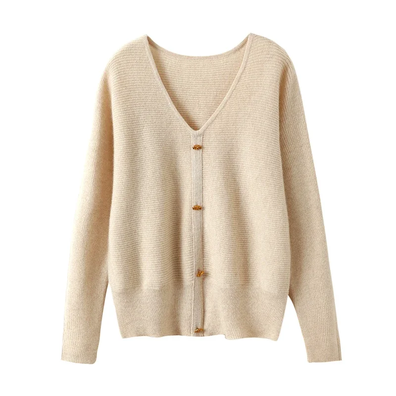 Pull en Cachemire 100% Pur pour Femme, Col en V, lèvent, Chaud, Décontracté, Tricot Solide, Régulier, Collection Automne/Hiver