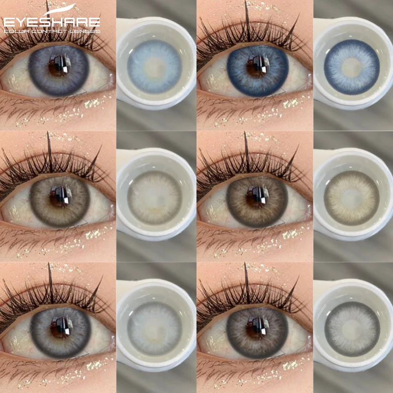 EYESHARE 2 Stück Farbige Kontaktlinsen für Augen Grüne Augenkontaktlinsen Weiche Blaue Linsen Graue Make-up-Linsen Hochwertige Braune Augenlinsen