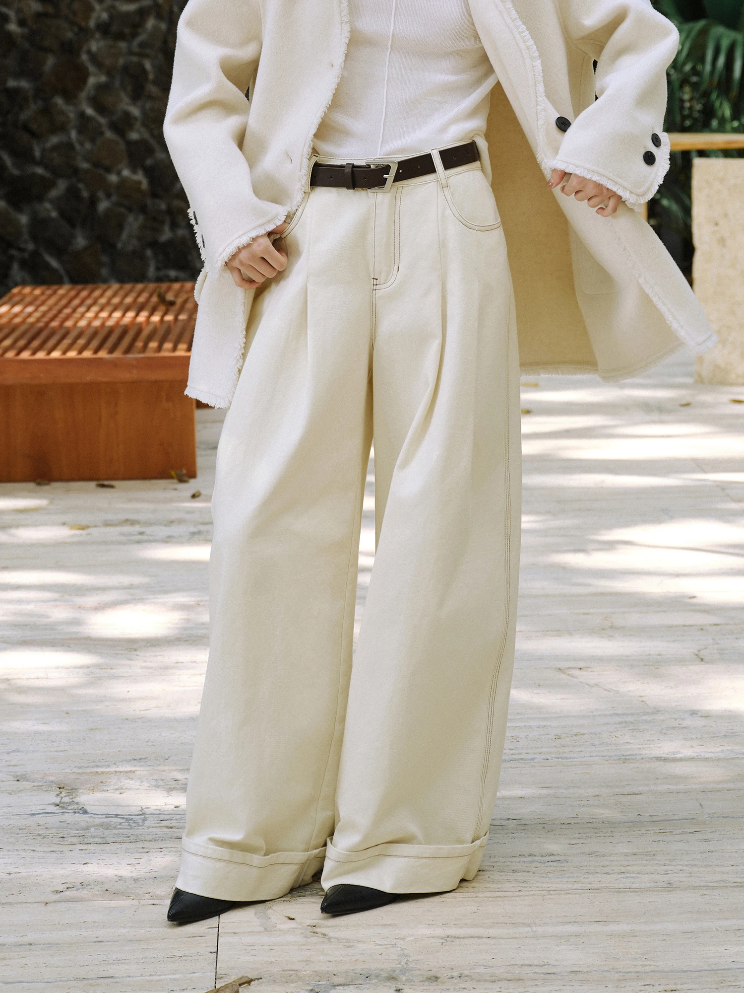 

Элегантные повседневные женские брюки с высокой талией и широкими штанинами, свободные, удобные, с эффектом удлинения ног, новинка весеннего сезона, хлопок