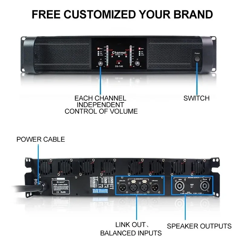 

DS-14K 2 Channels 4000 Watt Power Mixer Amplifier Dj Amplificador Equipment
