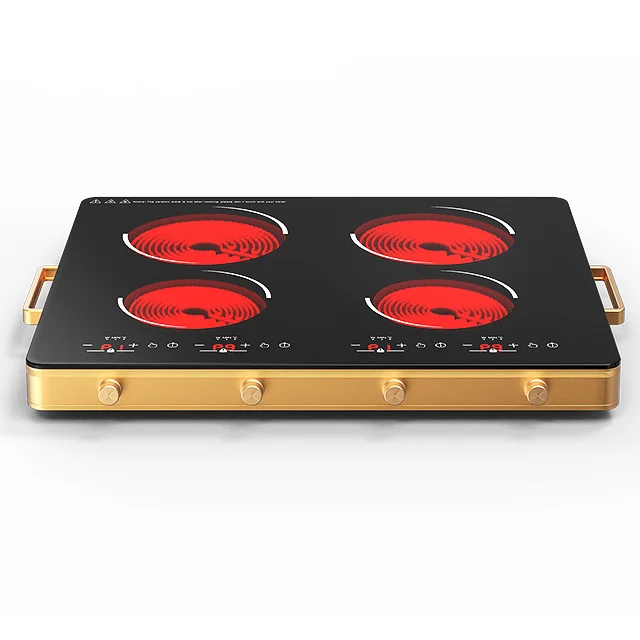 

Built-in Electric Radiant Ceramic Cooktop 4 Burners Stainless Steel Stove with Sensor Touch Control for Outdoor Car & RV Use