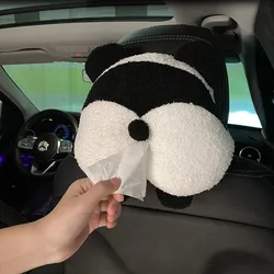Car Tissue Box Premium Sense Cute Panda Creative Hanging Armrest Box Sun Visor Inner Draw Paper Box Tissue Seat Tissue Holder