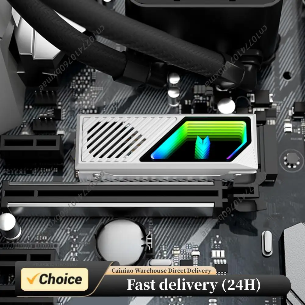 

Радиатор для SSD M.2 2280 с термопрокладкой, 5В, 3-контактный ARGB, встроенный вентилятор, охладитель для M.2 2280