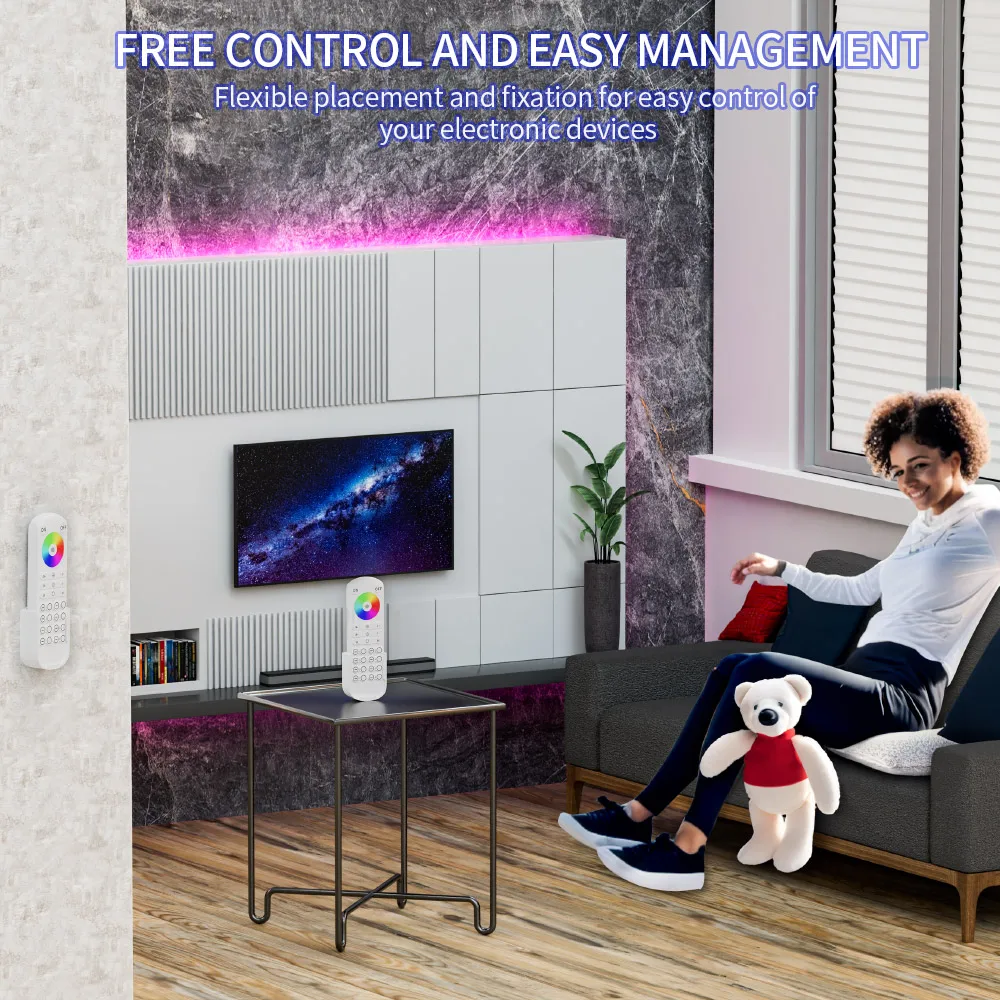 2.4GHz TUYA WiFi Bluetooth LED Controller Alexa Google Home Voice 8-Zone RGBCCT Remote Control DIM CCT RGB RGBW LED Strip 12-24V