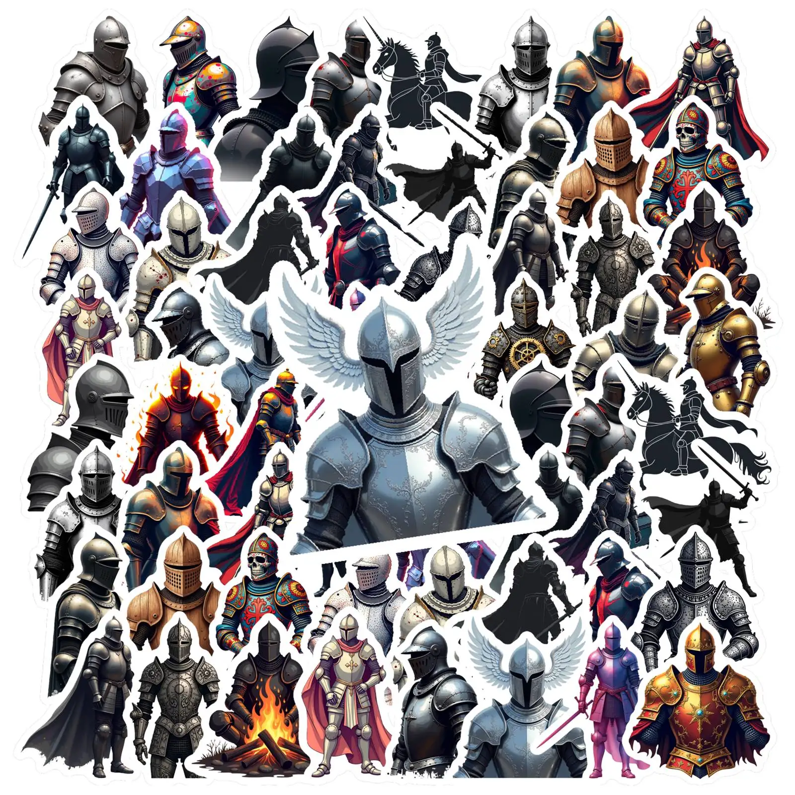 

35pcs-50pcs Realistic Chivalry Stickers Fantasy Knights DIY Stickers Graffiti Decals For Guitar DIY Skateboard Laptop Luggage