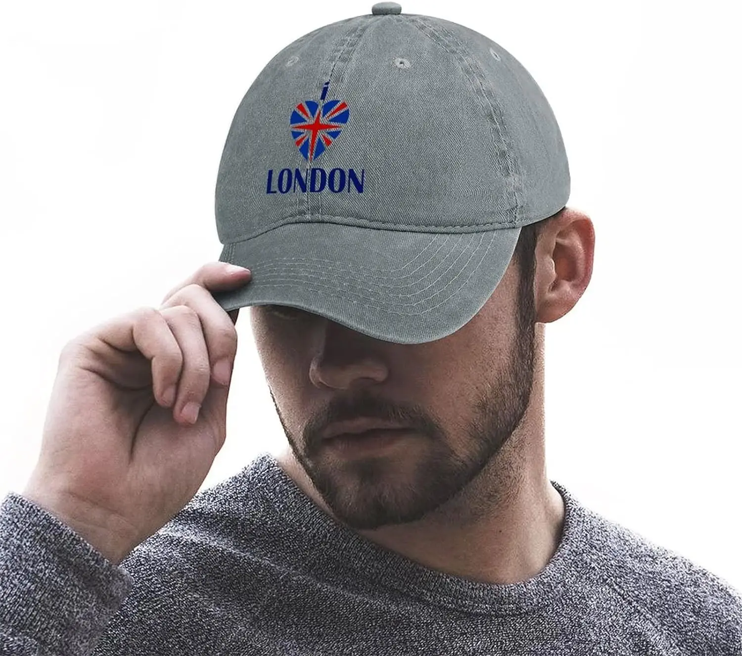 Chapeau de camionneur drôle I Love London pour hommes et femmes, casquette en denim de baseball délavée, quatre saisons, plein air, randonnée, camping, papa, adolescents