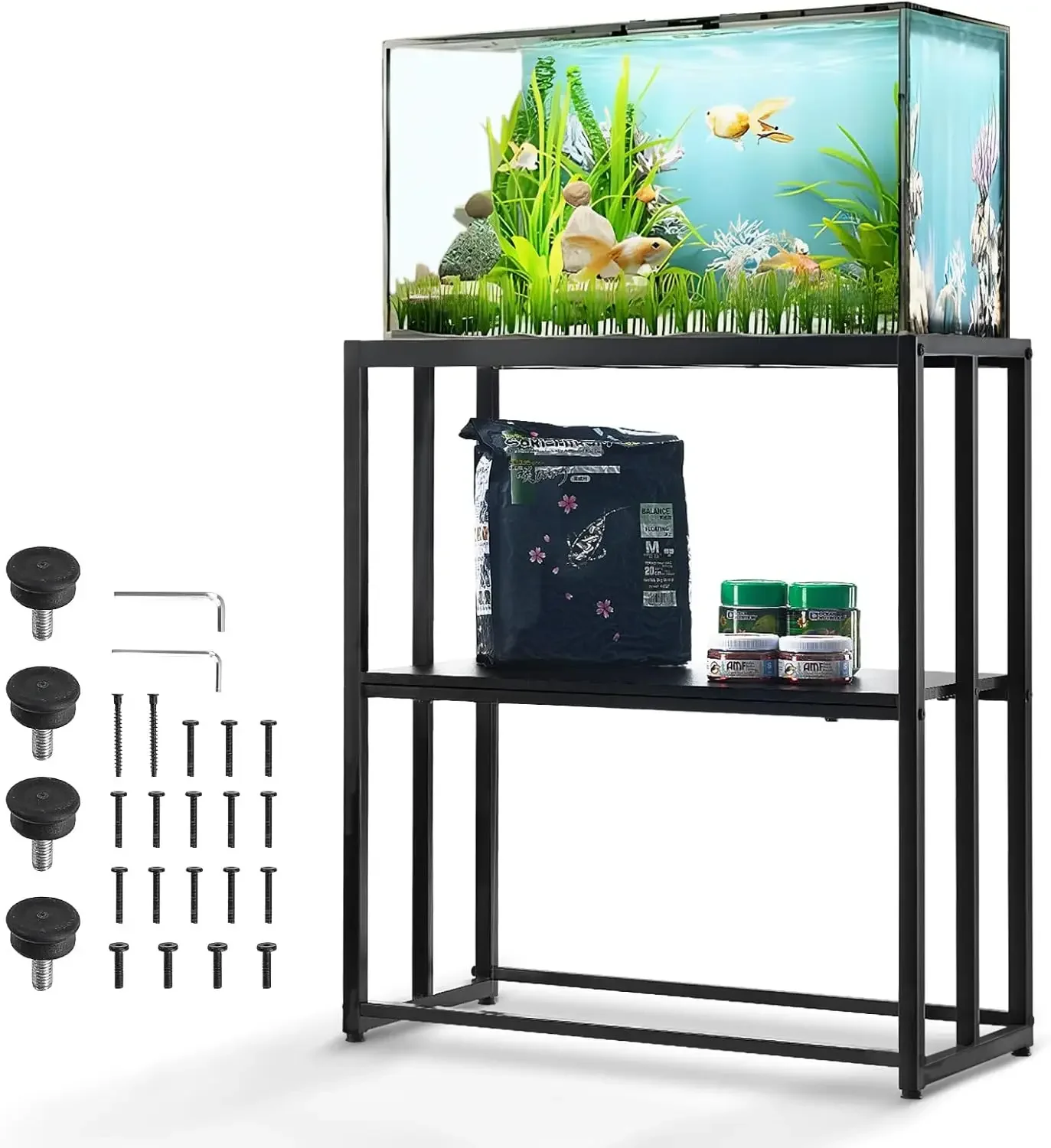 Aquarium Stand, 20 Gallon Fish Tank Stand, 24.8 x 13 x 30 in Steel Turtle Tank Stand, 167.6 lbs Load Capacity, Reptile Tank Stan