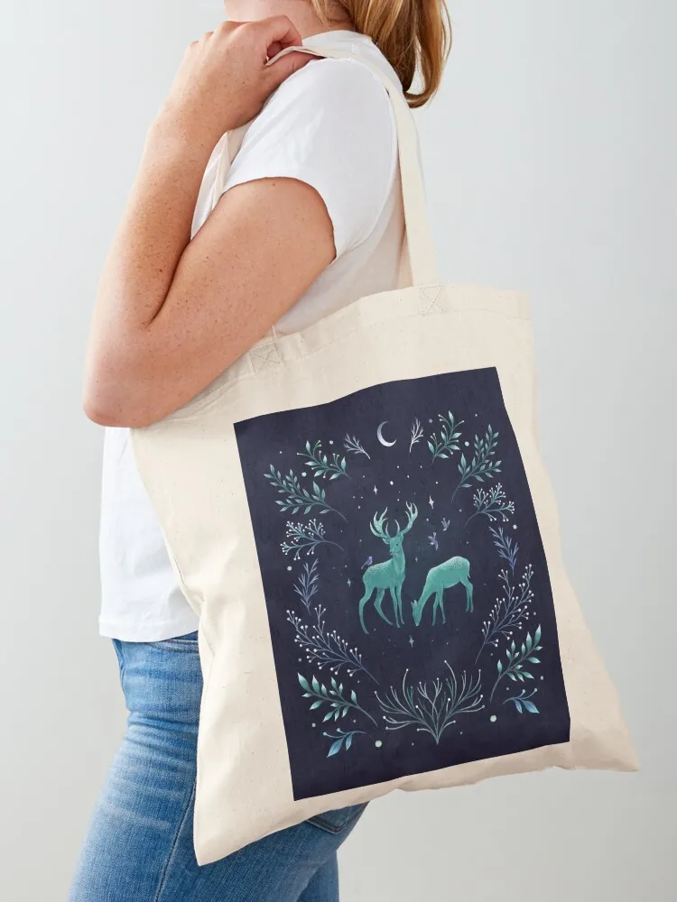 

Deers in the Moonlight - Frosted Mint Tote Bag university shopper bag female bag cloth woman Women's tote