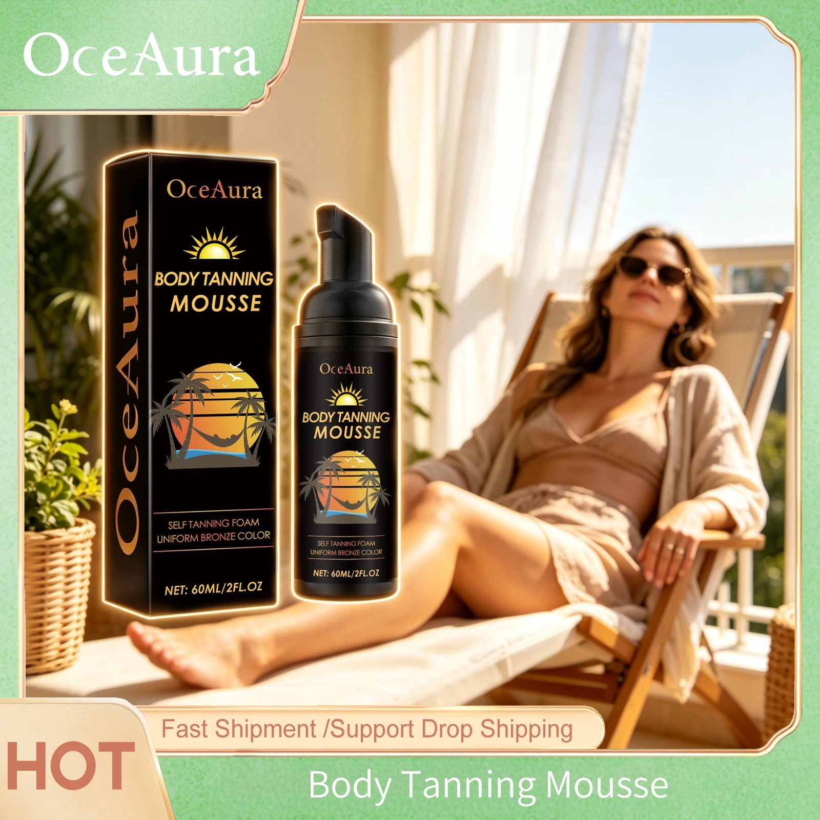 New Tanning Mousse Without Sun For Black Girls Waterproof Lasting Beach Outdoor Sunless Quick Dry Natural Tanning Wheat Mousses