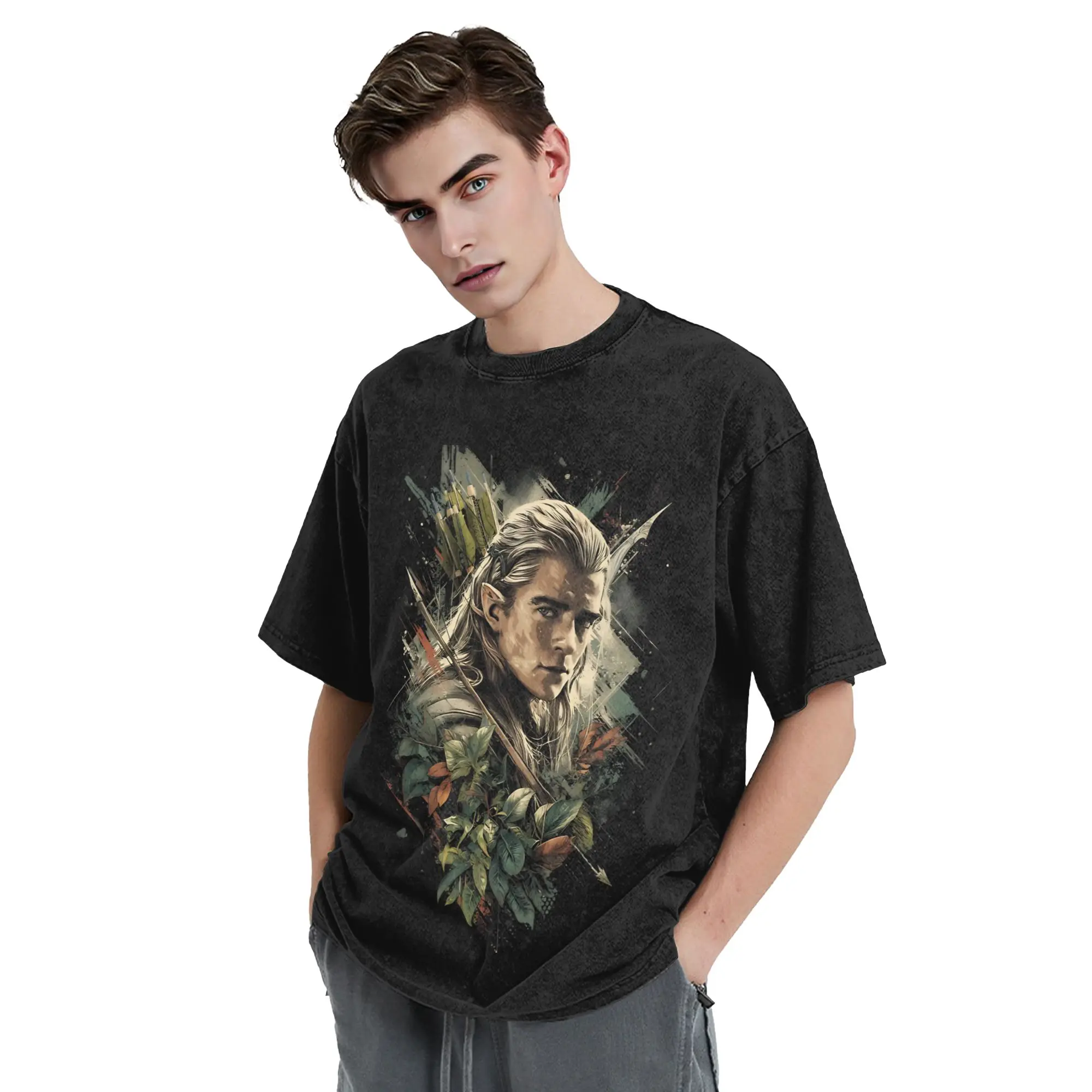 L-Lords R-Rings Legolas Washed T Shirts Streetwear Hip Hop Vintage T-Shirt  Tee Shirt Men Women 100% Cotton Oversize Summer