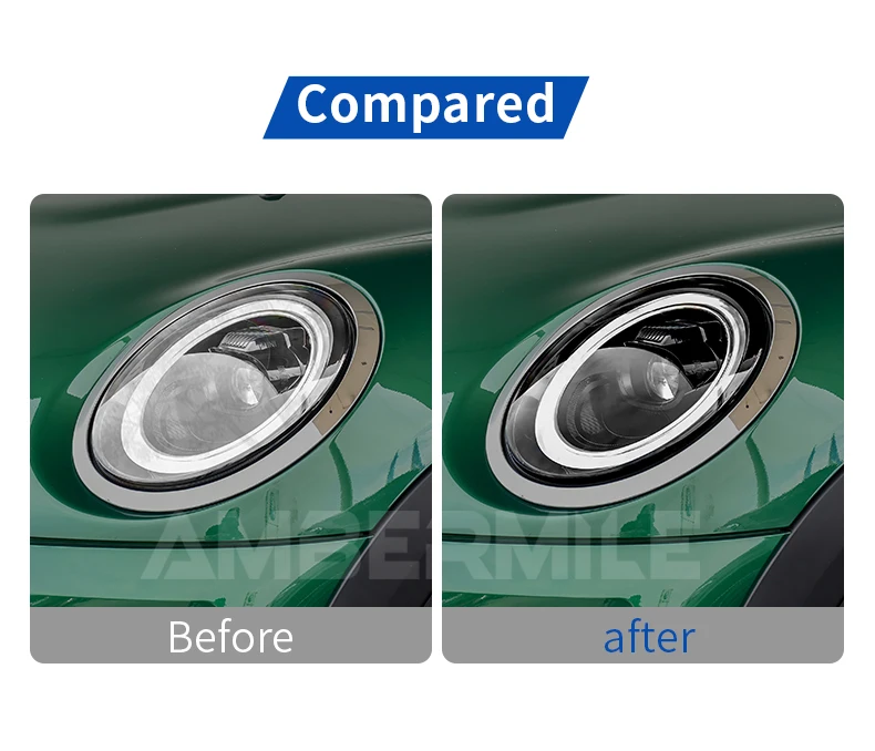 Für MINI Cooper F54 F55 F56 F57 F60 TPU Schwarzgetünkte Transparente TPU Scheinwerfer-Schutzfolie Modifikations-Farbwechselfolien – Detail 2