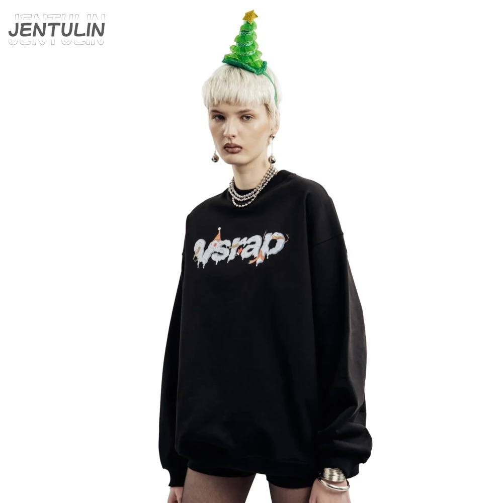 Harajuku Oversized Streetwear Pullover Men's Hoodies Melted Snowman Graphic Print Hooded Sweatshirts Hip Hop Korean Top Goth Y2k