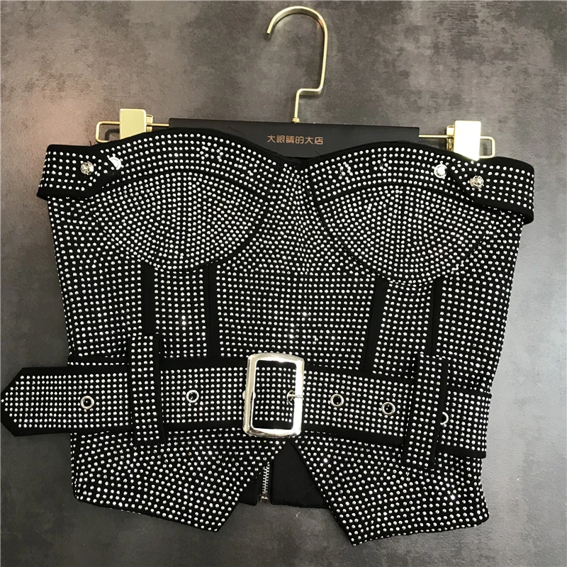 Women Rhinestone Hot Rhinestone Belt  Back Zipper Vacation Camis New Sexy Fashion Temperament Spring Summer