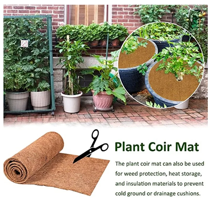 Natural Coco Fiber Mat Roll Reptile Bedding Plant Liner Winter Insulation Flowerpot Basket Carpet Garden Pet Supplies Multi-Use