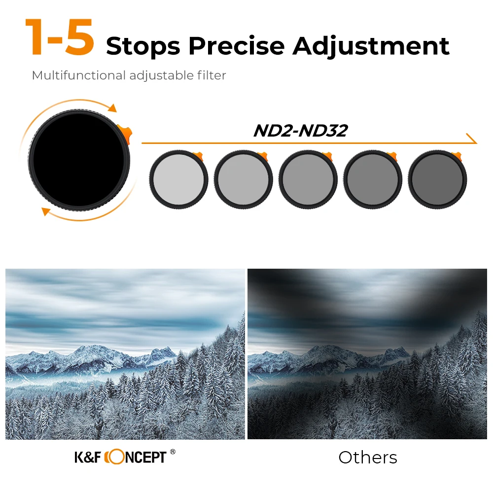 K&F CONCEPT Nano-X Variable ND2-ND32 ND Filter Black Mist 1/4 Diffusion 2 In 1 Filter 49mm 52mm 55mm 58mm 67mm 72mm 77mm 82mm