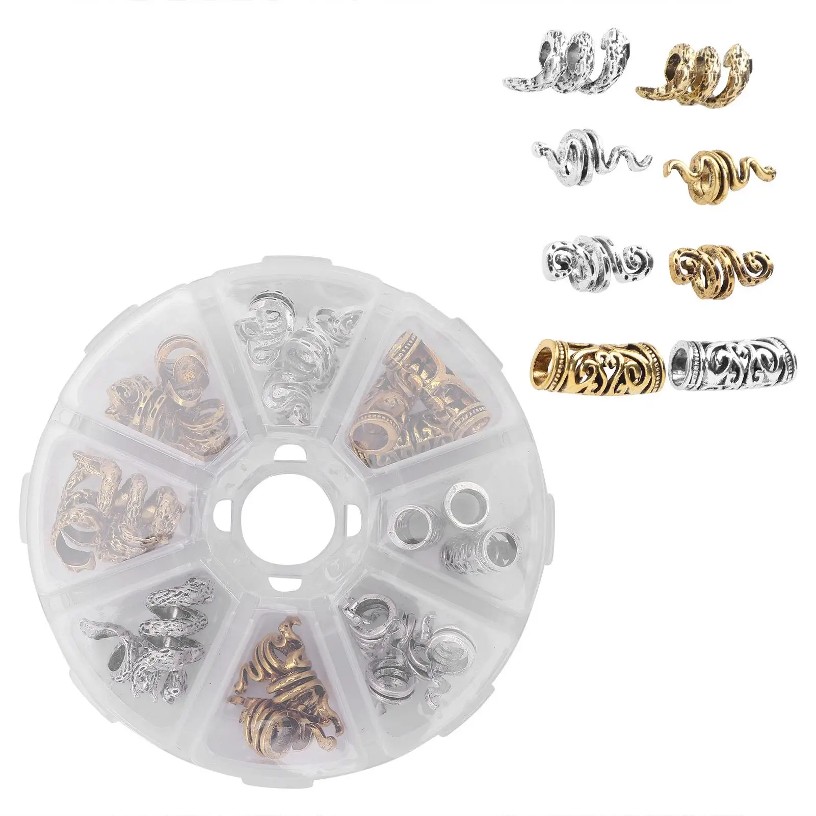 Ensemble de bijoux Viking pour hommes, 8 styles dans une boîte transparente pour bricolage, collier et bracelet pour la décoration