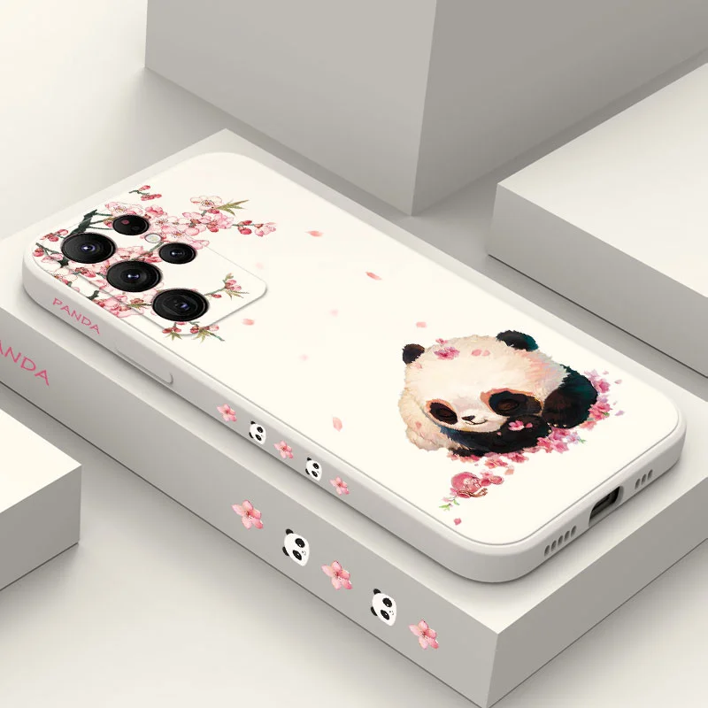 

Flower Panda Phone Case For Samsung Galaxy S25 S24 S23 S22 S21 S20 Ultra Plus FE S10 Note 20 ultra 10 9 Plus Cover