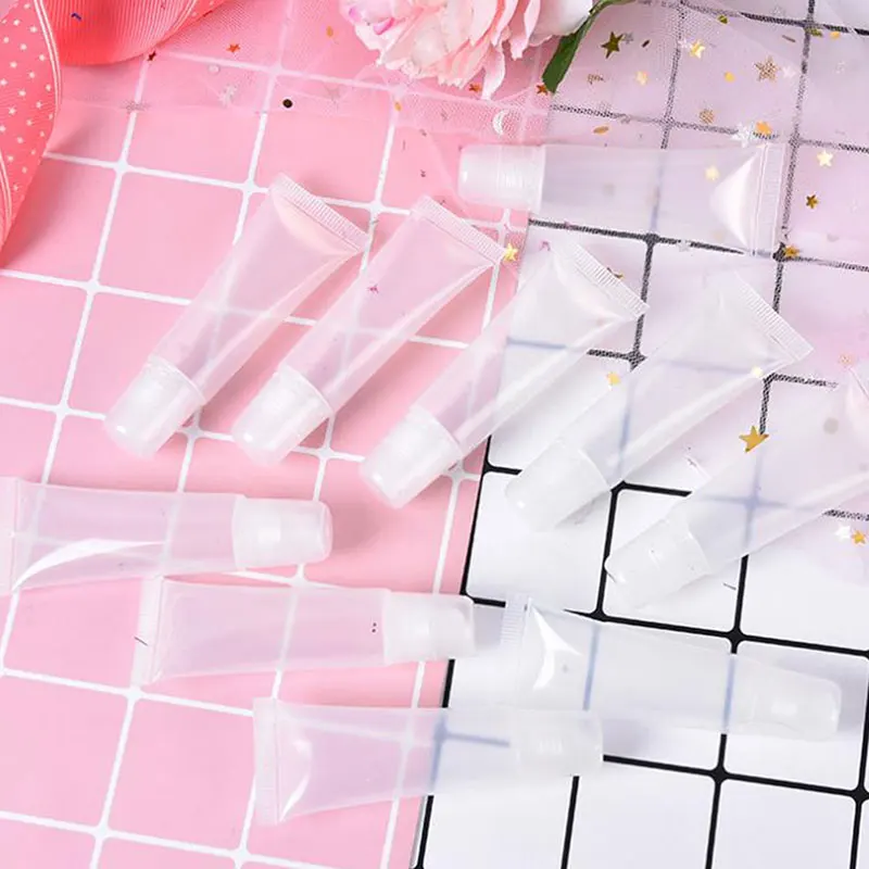 10 قطعة 5/10/15 مللي أنبوب ملمع الشفاه الشفاف الفارغ بلسم الشفاه حاوية الضغط الناعمة ملحقات المكياج #2