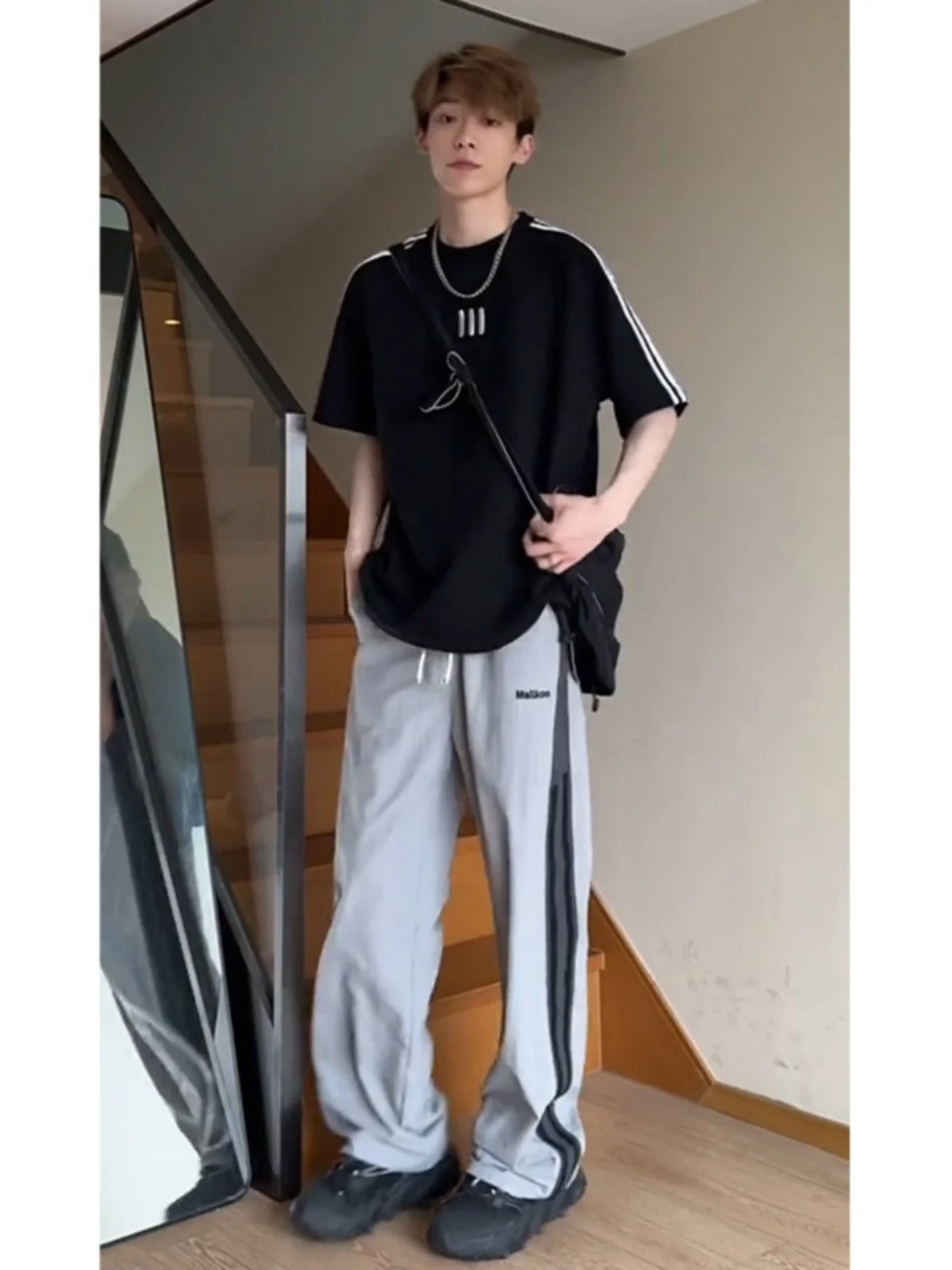 

Мужская летняя футболка Heavyweight Tee-Bar в американском ретро-стиле, спортивная, повседневная, свободного кроя, с круглым вырезом, для пар