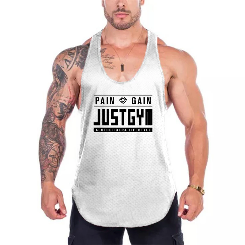 

Summer Running Quick-drying Vest Bodybuilding Stringer Tank Top Mens Fitness Sleeveless Shirts Gym Clothing Printed Undershirt