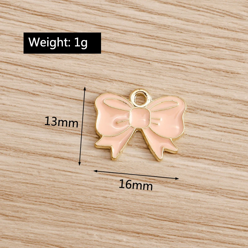 10 Stück, 35 x 32 mm, niedliche Metall-Anhänger in Form von Schleifen zum Basteln von Schmuck, Halsketten, Ohrringen, Armbändern und anderen Accessoires, DIY-Bastelmaterial. – Detail 9