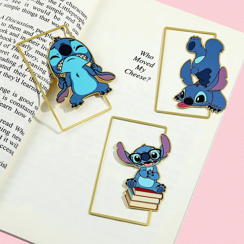 Disney Stitch Metal Bookmark Cute Cartoon Creative Metal Bookmark for Book Kids Reading Supplies Students Stationery Gifts