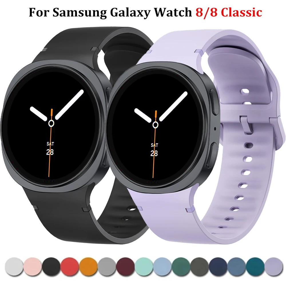 Original Silicone For Samsung Galaxy Watch 8/8 classic Strap 44mm 40mm 46mm Sport correa pulseira Bracelet Galaxy Watch 8 Band