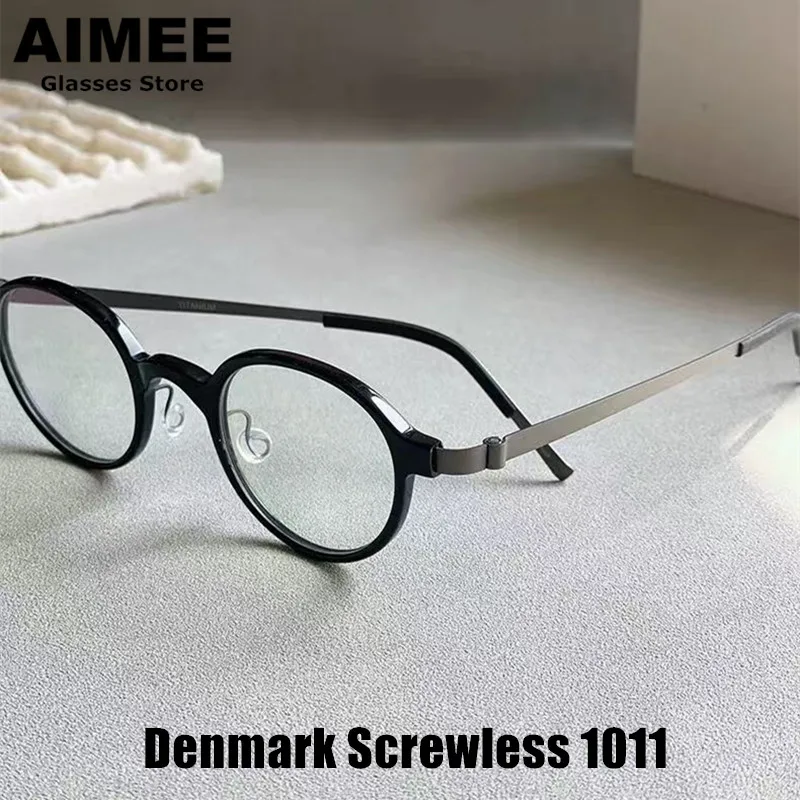 

Denmark Brand Titanium Glasses Frame Men Women Vintage Round Eyewear Screwless Ultralight Eyeglasses 1011 Spectacles Frames New
