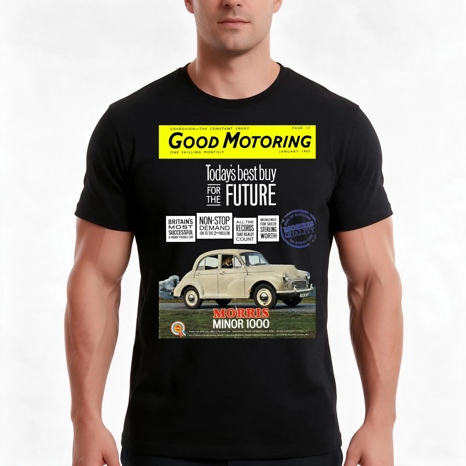 MORRIS MINOR T-Shirt Summer Casual Cotton Tee Oversized Streetwear Tops Vintage Graphic Print Loose Fit Short Sleeve
