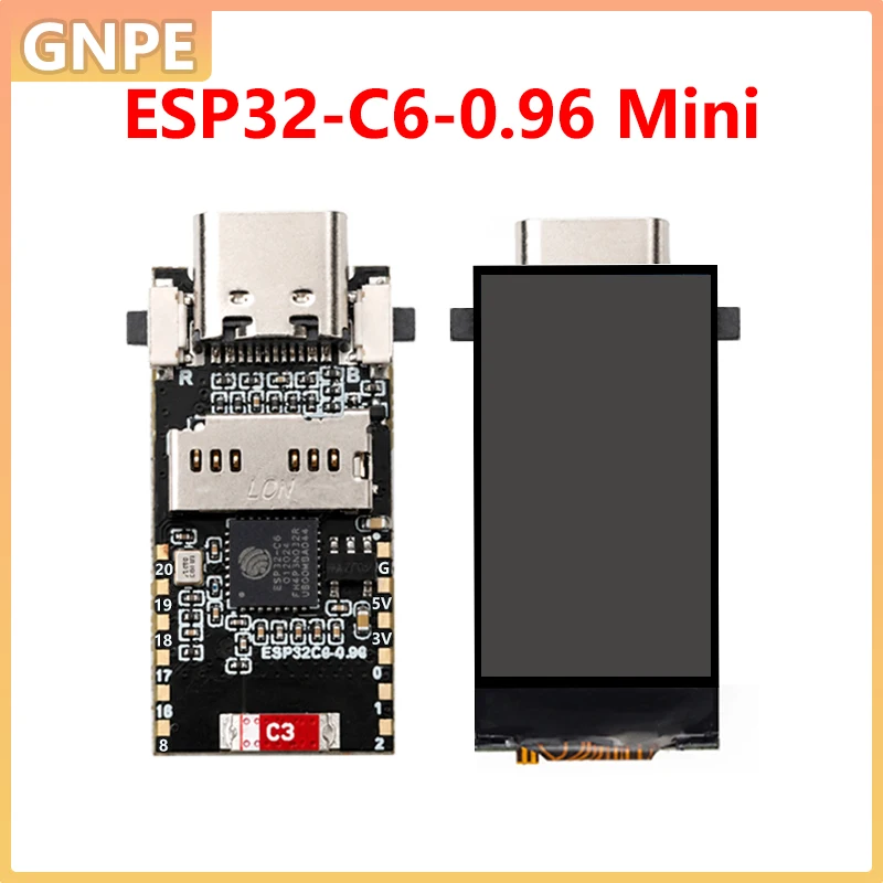 ESP32-C6 Dev Board 0.96 Inch LCD Screen ST7789 160x80 Mini Display SD Port LVGL QST Module for Arduino