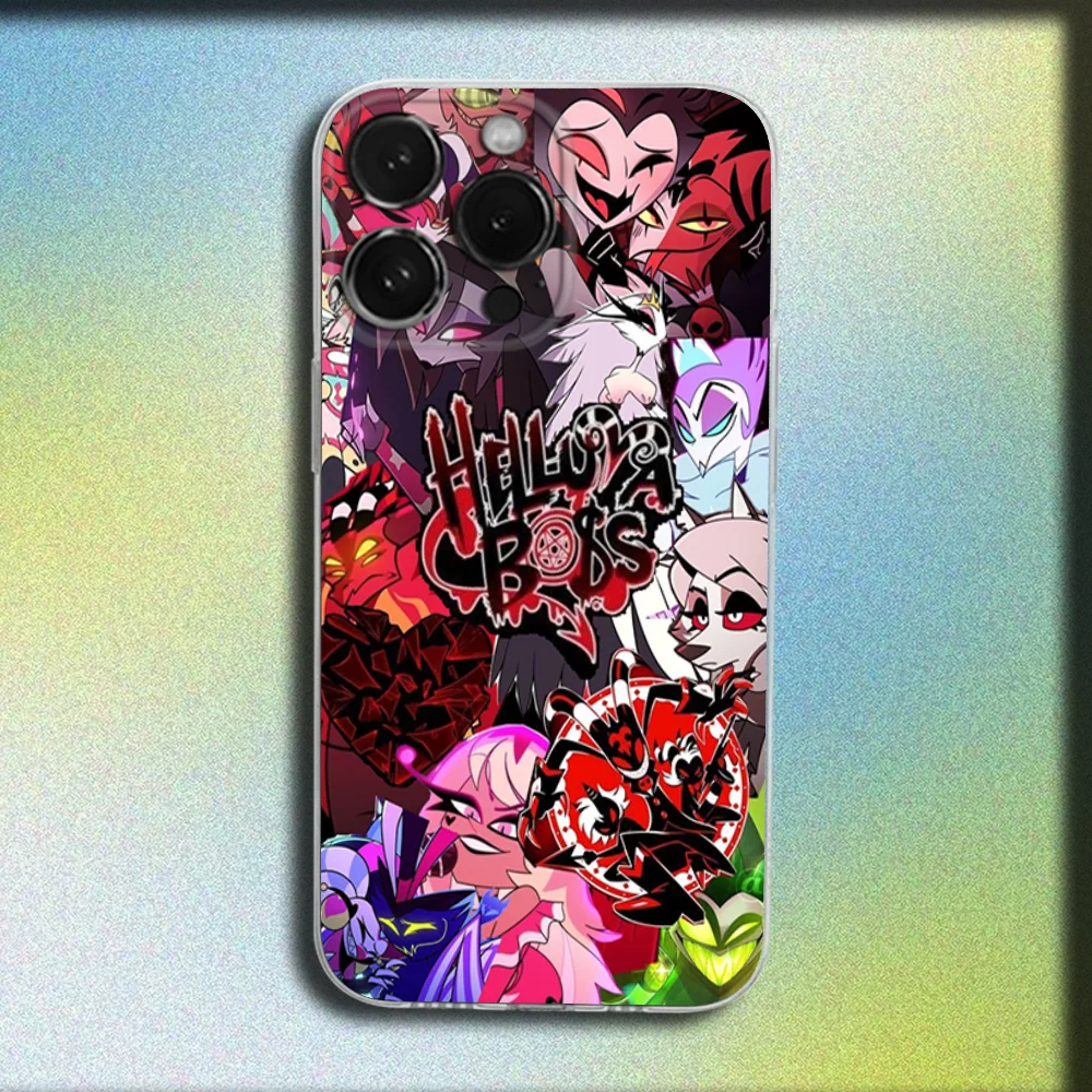 أنيمي الكرتون H-Helluva Boss جراب هاتف آيفون 16,15,14,13,12,11 زائد ، برو ، ماكس ، XR ، XS ، زائد ، E ، غطاء ناعم شفاف صغير