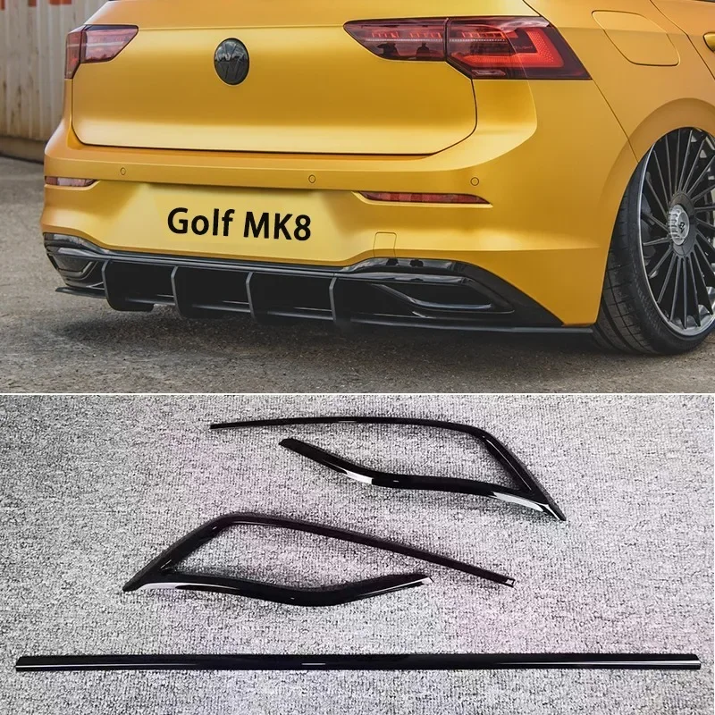 

For Volkswagen Golf 8 MK8 Rear Bumper Diffuser Lip Spoiler Exhaust Light Bar Body Modification Accessories 2020-2024