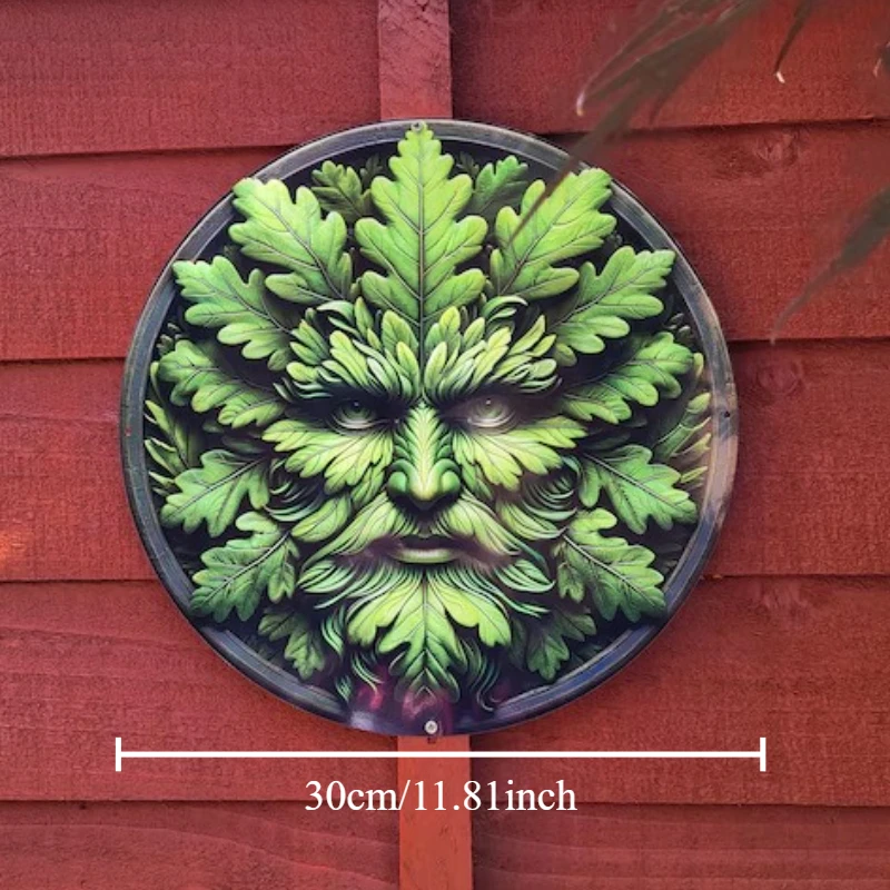 1pc Metal Green Men's and Women's Logo Flat Print Garden Guardian Hanging Wall Decoration Door Head Hanging Decoration
