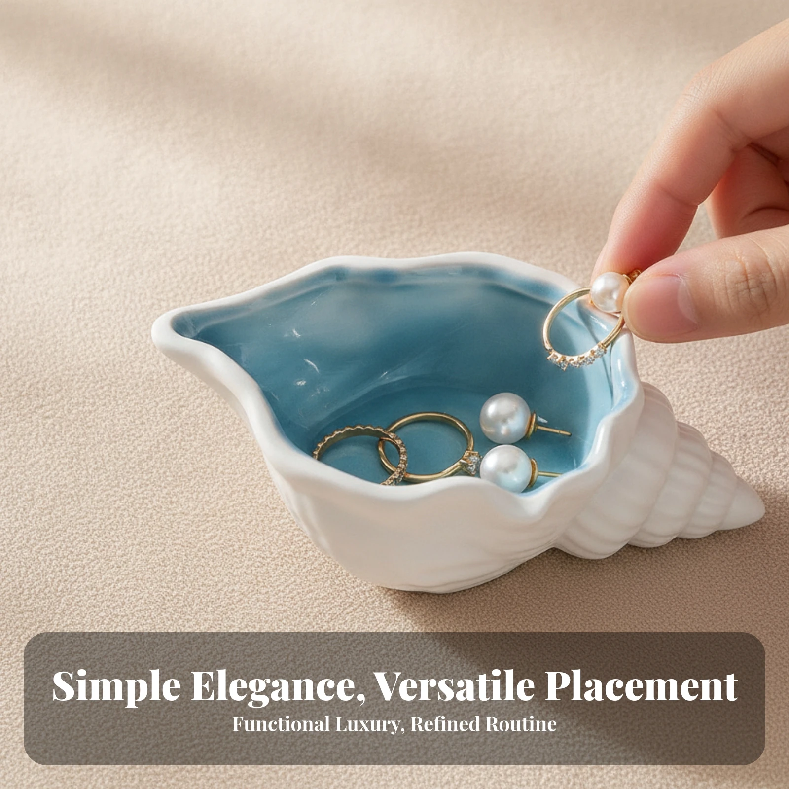 Shell-Shaped Resin Container Coastal Shell Container Jewelry Tray Beach Resin Glossy for Desktop, Vanity