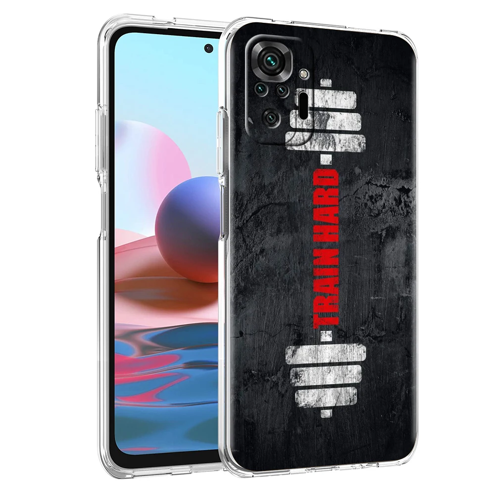 Barbell Deadlift Fitness Phone Case Cover for Redmi 12 Note 10 11 11T 7 8 8T 9 K40 Gaming 9A 9C Pro Plus 5G Transparent Shell