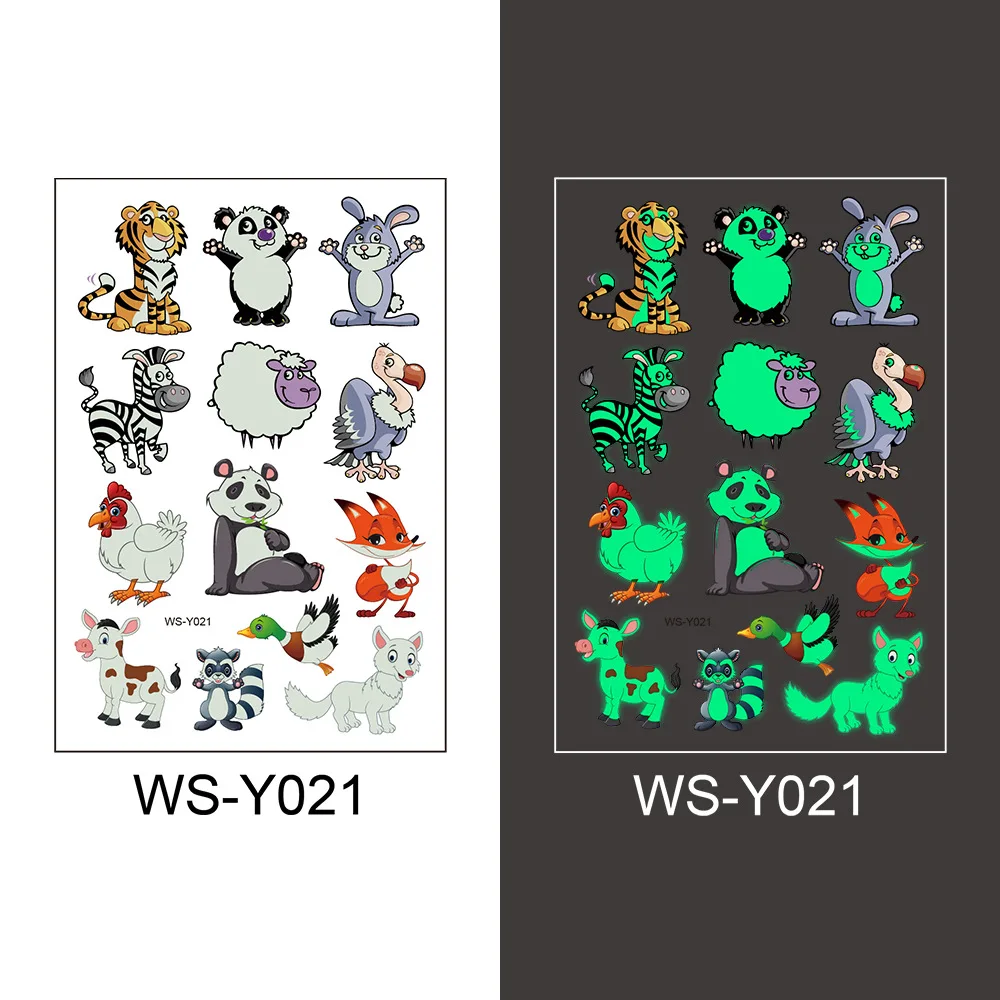 Children's Safe Non-Toxic Glow-In-The-Dark Tattoos, Waterproof and Long-Lasting Temporary Tattoo Stickers, Luminous Realistic Tattoo Stickers for Boys and Girls, Birthday Party Favors