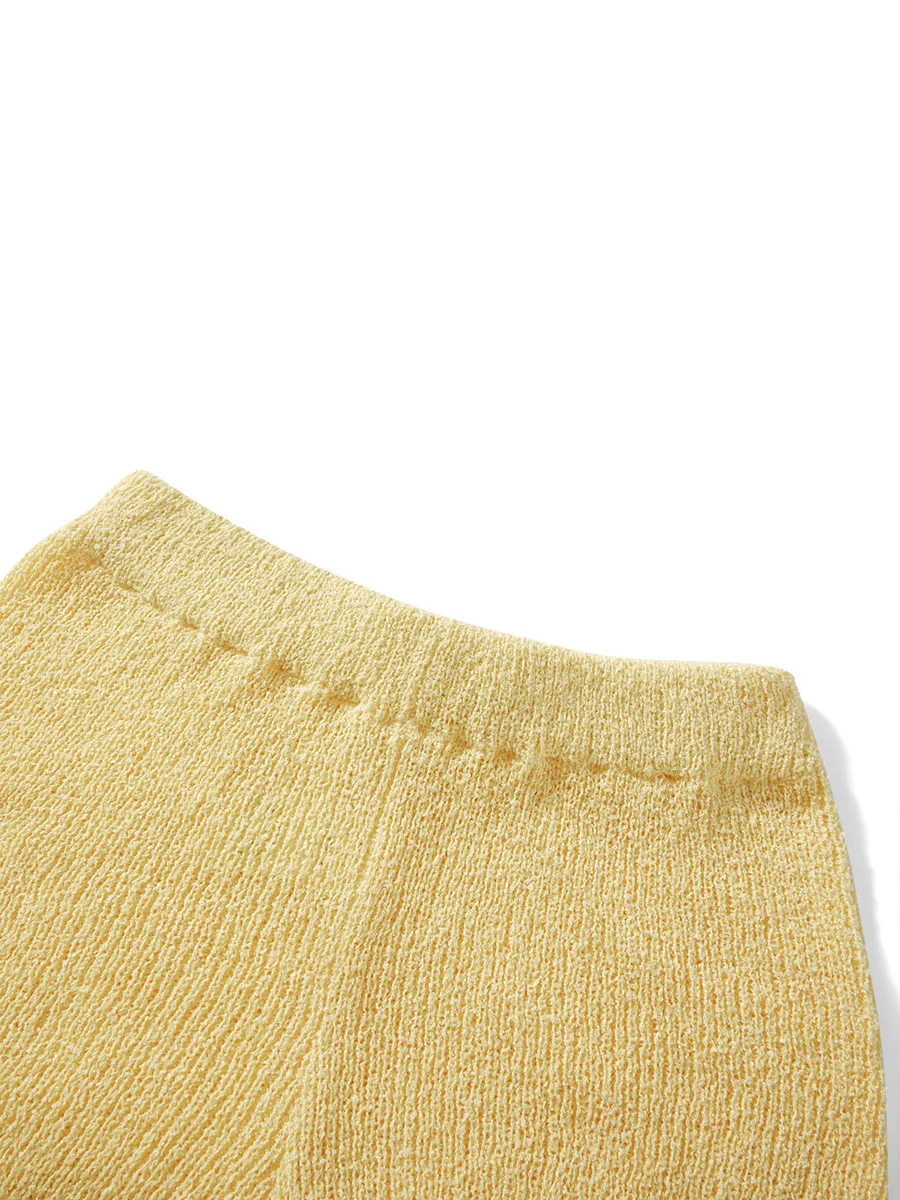 Women Knitted Shorts Set Beachwear Sleeveless Crew Neck Slit Loose Tank Tops with Elastic Waist Shorts Summer Outfits Streetwear