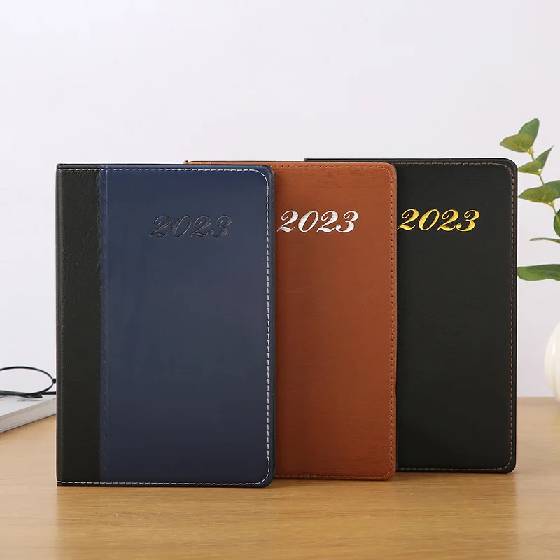 2024 One page daily timeline schedule, clock in calendar, notebook, leather business efficiency schedule agenda 2023 notebooks